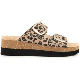 Resim Muya Pantai Anatomik Taban Topuk Dikeni Kadın Terlik Leopar 