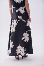 Resim Mudo Kadın Lacivert Floral Desenli A Form Midi Etek 