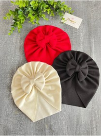 Resim pempem bandana Kız Bebek Fiyonk Detaylı Triko Bone 