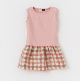 Resim İNDİGO KIZ BEBEK PEMBE MEVSİMLİK ELBİSE VE SWEATSHIRT BANDANA SETİ 23157 