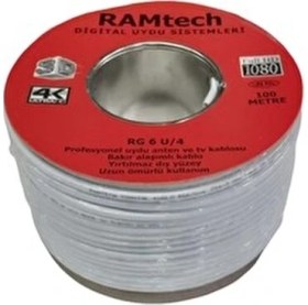 Resim Ramtech 241008 Rg-6/u Yırtılmaz Plastik 100 m Uzunlukta Uydu Kablosu HD Uyumlu 