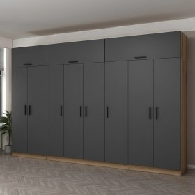 Resim Minar Kale 8 Kapaklı 2 Ç Dolap ve Yüklük Dore Antrasit 190CM 