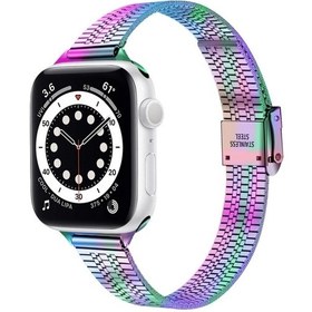 Resim Sones 14mm Yedi Boncuklu Çift Emniyet Tokası İnce Çelik Watch Kordon iOS Uyumlu Watch Ultra 49mm- 49mm / Akıllı Saat Aks. 48119021 