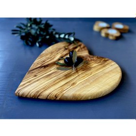 Resim Zethome Zeytin Ağacı Ahşap Kalp Servis Tabağı 24 CM 