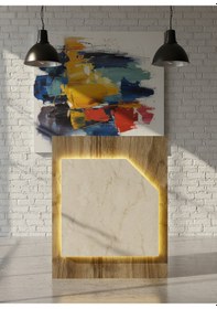 Resim Resital Ledli Karşılama Bankosu G-90 Cm Ofis Kasa Resepsiyon Masası Banko-002-2-8 