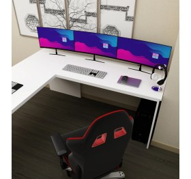 Resim Morepp Sell 180 cm L Çalışma Masası Ofis Masası Oyuncu Masası |Beyaz-Safirmeşe 