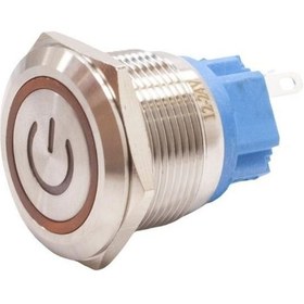 Resim Motorobit 22B-P1-Ec 22Mm Düz Yaylı Işıklı Power Metal Buton - Sarı 