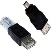 Resim Guangdong Spirit Adet USB A Dişi - Mini USB B 5 Pin Erkek Adaptör ve 1 Adet Dişi USB A - Erkek Ethernet RJ45 Fiş Adaptörü 