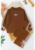 Resim Kurdele Detaylı Alo Fitilli 2 Li Eşofman Takımı - 6/16 Yaş - 31506 Kahverengi 