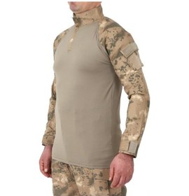 Resim Çöl Kamuflaj Combat Tişört Mikrofiber Yan Kollar Cepli Fermuarlı Slimfit Kesim Kamuflaj 