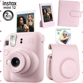 Resim Fujifilm Instax Mini 12 Yeşil Şipşak Fotoğraf Makinesi - 10'lu Film Çerçeve ve Deri Kılıf Seti 