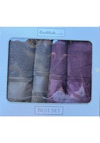 Resim Özdilek Blossom Best Set Hamam Takımı Mürdüm-antrasit Çok Renkli 