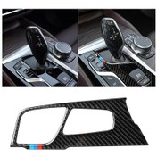 Resim Araba Üç Renkli Karbon Fiber Dişli Konum Paneli Bmw 5 Serisi G38 528li / 530li / 540li 2018 İçin Dekoratif Etiket, Sol Sürücü 1 Adet 
