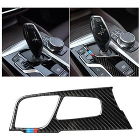 Resim Araba Üç Renkli Karbon Fiber Dişli Konum Paneli Bmw 5 Serisi G38 528li / 530li / 540li 2018 İçin Dekoratif Etiket, Sol Sürücü 1 Adet 