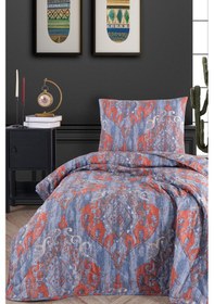 Resim Kapitone Yatak Örtüsü Seti Tek Kişilik Hitit Lacivert Lacivert 