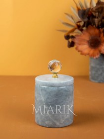 Resim MIARIK DESIGN & DEKORASYON Dekoratif Gri Mermer Pamukluk Gold Krıstal Detaylı 