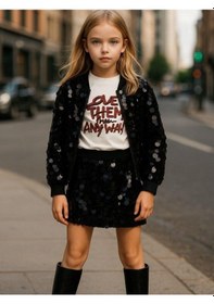 Resim Zekids Kız Çocuk Pamuklu Yazılı İnce Uzun Kollu T-shirt-16308 Beyaz 