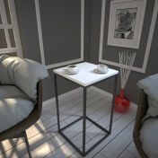Resim Pasific Home Pure Yan Sehpa, Metal Yan Sehpa ,Ahşap Beyaz 
