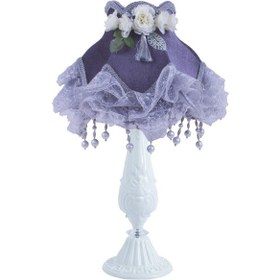 Resim Dekovien Kadife Kaplı El Yapımı Klasik Model Abajur Vintage Gri 