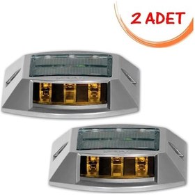 Resim Evelux Solar Yol Butonu Güneş Enerjili Yol Butonu Trafik Ledli Solar Buton Sarı 2 Adet 