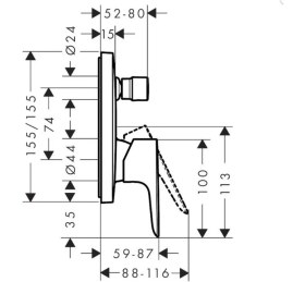 Resim Hansgrohe Hg Talis® E Tek Kollu Banyo Bataryası Ankastre - 71745670 