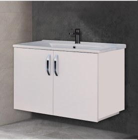Resim Asmira Lavabolu Alt Dolap - 82 cm - Beyaz Çok Renkli 
