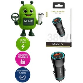 Resim Mobilx Mc-03 38w Pd + Qc3.0 Metal Araç Şarj Cihazı Usb & Type-c Hızlı Çakmaklık Adaptörü 