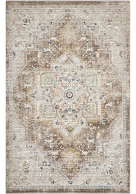 Resim Cool Halı Zaraf Krem Kahve Halı Klasik Göbekli Desen Ev Oda Halısı Oturma Odası Salon İnce Halı Krem - Kahve 