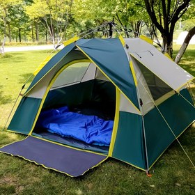 Resim 3-4 Kişilik Aile İçin Hızlı Açılır UV Koruma Çadırı, Rüzgar Geçirmez, Kolay Saklanabilir, Kampçılık, Yürüyüş, Balık Tutma, Piknikler için Uygun, 190T Gümüş Yapışkan Poliester Tafta Kumaş, Paskalya, Şükran Günü, Sevgililer Günü, Noel için Uygundur 