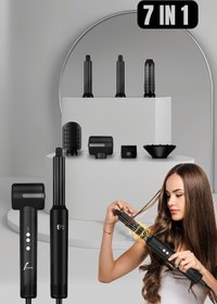 Resim VERYFİT 7 In 1 Hava Üflemeli Saç Düzleştirici Şekillendirici Compact Saç Kurutma Fön Makinesi 