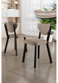 Resim Canisa Arfe Serisi 4 Adet Cappucino Mutfak Sandalyesi Siyah Metal İskeletli 1. Sınıf Babyface Kumaş Sandalye Cappucino Ayaklar Siyah 
