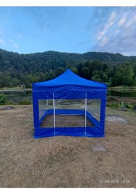 Resim 3x3 M 30 Mm Gazebo Tente Kış Bahçesi Mavi 