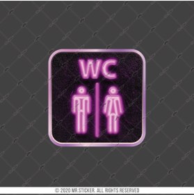 Resim Bay Etiket Wc35 Mor Neon Efektli Unisex Tuvalet Simgesi Etiketi 