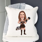Resim Güçlü ve Karizmatik Kadın Karikatürlü Yastık 