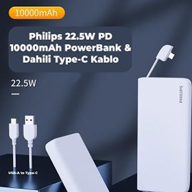 Resim Philips 10000 mAh 22.5W USB Ve Type-C PD Üç Çıkışlı LED Göstergeli Taşınabilir Şarj Aleti 