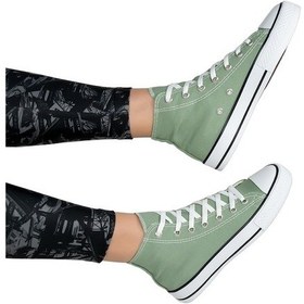 Resim Bilekli Keten Kadın Spor Ayakkabı Yeşil 