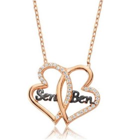 Resim Gümüş Kalpli Sen Ben Kadın Kolye (551163488) 