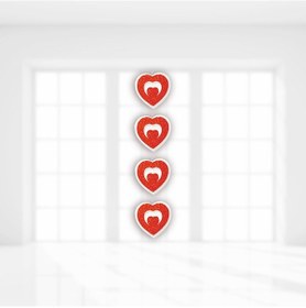 Resim Kalp Sarkıt Strafor Süs, 17 Cm X 4 Adet - Kırmızı 