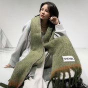 Resim 1pc Preppy Tarzı Renk Blok Şal Kadınlar Için - %100 Polyester, Dekoratif ve Sıcak, Rüzgar Geçirmez, Esnek Değil, Fringe Detay, Bağlama Boya Tekniği, Dışarı Çıkış İçin - Üniseks Tasarım 