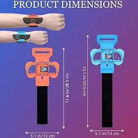 Resim Switch Gamepad bileklik, 1 çift otomatik kilitleme, elastik, ayarlanabilir kol kayışı, mavi ve turuncu (2262) 