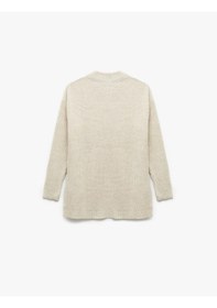 Resim Koton Uzun Kollu Dik Yaka Oversize Örgü Kazak Bej 6wak90030ht Ekru 