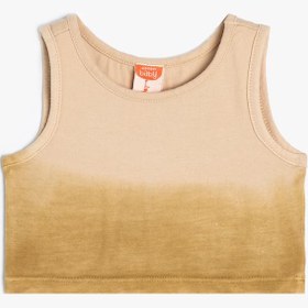 Resim Kız Bebek Crop Atlet Batik Desenli Yuvarlak Yaka Pamuklu 