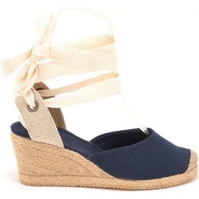 Resim Star Tombis Gerçek Elişi Ipli Espadril Dolgu Topuk Keten Espadril Handmade Lacivert 