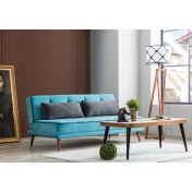 Resim Perla Sofa Retro Yataklı Kolsuz Kanepe Turkuaz 