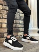 Resim BOA BA0302 Boa Kalın Taban Bağcıksız Tarz Casual Siyah Beyaz Erkek Ayakkabı 