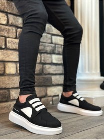 Resim BOA BA0302 Boa Kalın Taban Bağcıksız Tarz Casual Siyah Beyaz Erkek Ayakkabı 