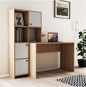 Resim Mezza 1996 Sılence Kitaplık - Çalışma Masası Takımı Sepet - Beyaz 