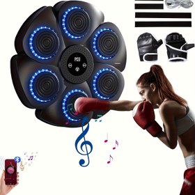 Resim Boxing Eldivenli Müzik Boks Makinesi, Yetişkinler için Etkileşimli Fitness & Refleks Eğitim Ekipmanı, Evde Antrenman İçin Duvar Tipi Boks Hedef Makinesi 