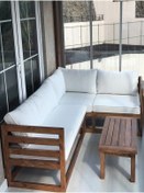 Resim ömür konsept ahşap Köşe Takımımız Bahçe Balkon Teras Dinleme Koltuğu 