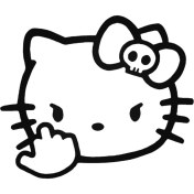Resim Hello Kitty Kötü Bakışlı Kedi Tasarım Özel Yeni Sticker 20 cm 